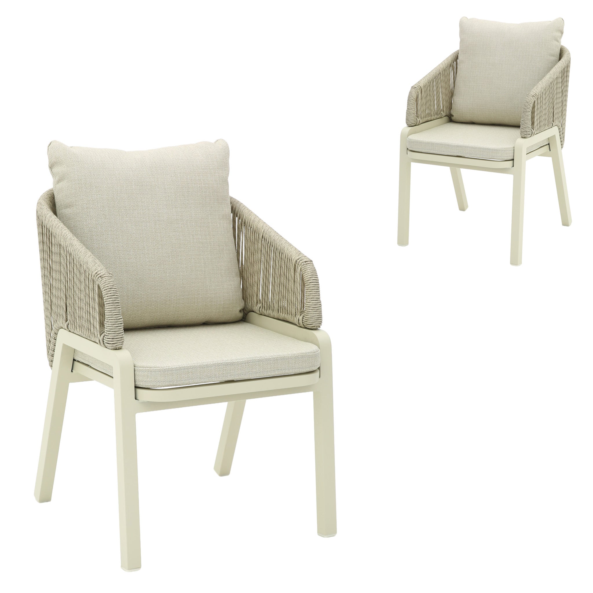 Set of 2 - Tivaro Grey Rattan Outdoor Dining Chair - Grey Cushion Outdoor Chair Kito-Core