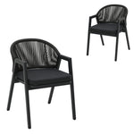 Set of 2 - Olvian Dark Grey Rattan Outdoor Dining Chair - Dark Grey Cushion Outdoor Chair Kito-Core