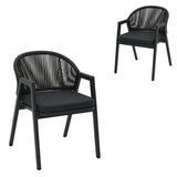 Set of 2 - Olvian Dark Grey Rattan Outdoor Dining Chair - Dark Grey Cushion Outdoor Chair Kito-Core