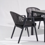 Set of 2 - Olvian Dark Grey Rattan Outdoor Dining Chair - Dark Grey Cushion Outdoor Chair Kito-Core