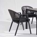 Set of 2 - Olvian Dark Grey Rattan Outdoor Dining Chair - Dark Grey Cushion Outdoor Chair Kito-Core