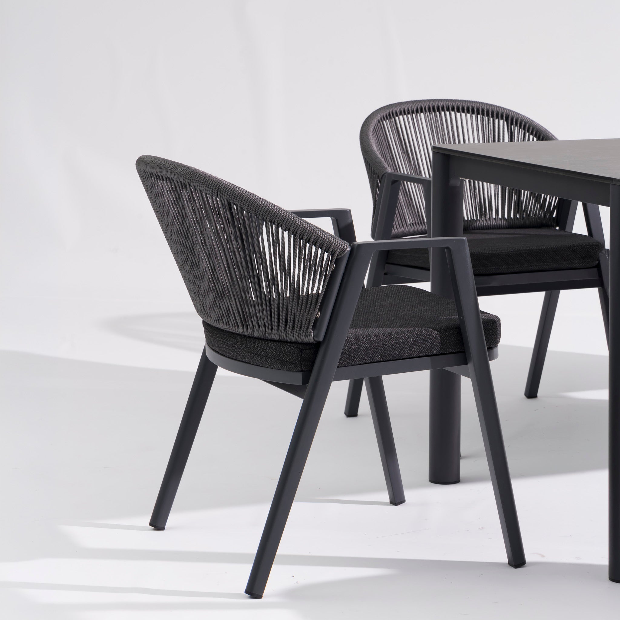 Set of 2 - Olvian Dark Grey Rattan Outdoor Dining Chair - Dark Grey Cushion Outdoor Chair Kito-Core