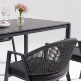 Set of 2 - Olvian Dark Grey Rattan Outdoor Dining Chair - Dark Grey Cushion Outdoor Chair Kito-Core
