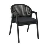 Set of 2 - Olvian Dark Grey Rattan Outdoor Dining Chair - Dark Grey Cushion Outdoor Chair Kito-Core
