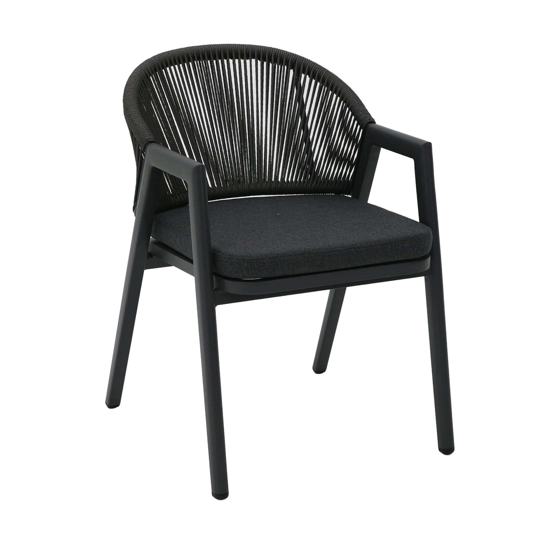 Set of 2 - Olvian Dark Grey Rattan Outdoor Dining Chair - Dark Grey Cushion Outdoor Chair Kito-Core