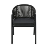 Set of 2 - Olvian Dark Grey Rattan Outdoor Dining Chair - Dark Grey Cushion Outdoor Chair Kito-Core