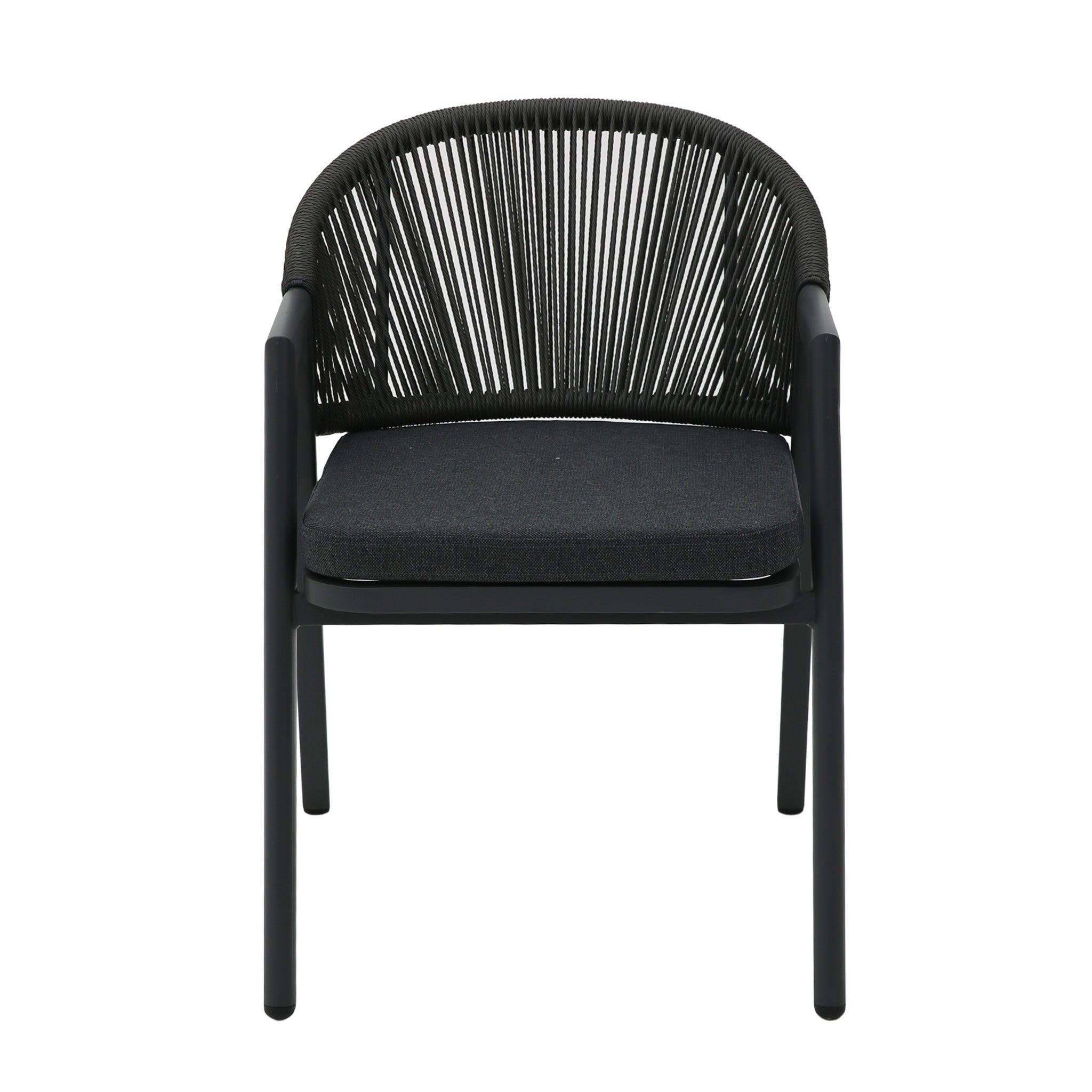 Set of 2 - Olvian Dark Grey Rattan Outdoor Dining Chair - Dark Grey Cushion Outdoor Chair Kito-Core