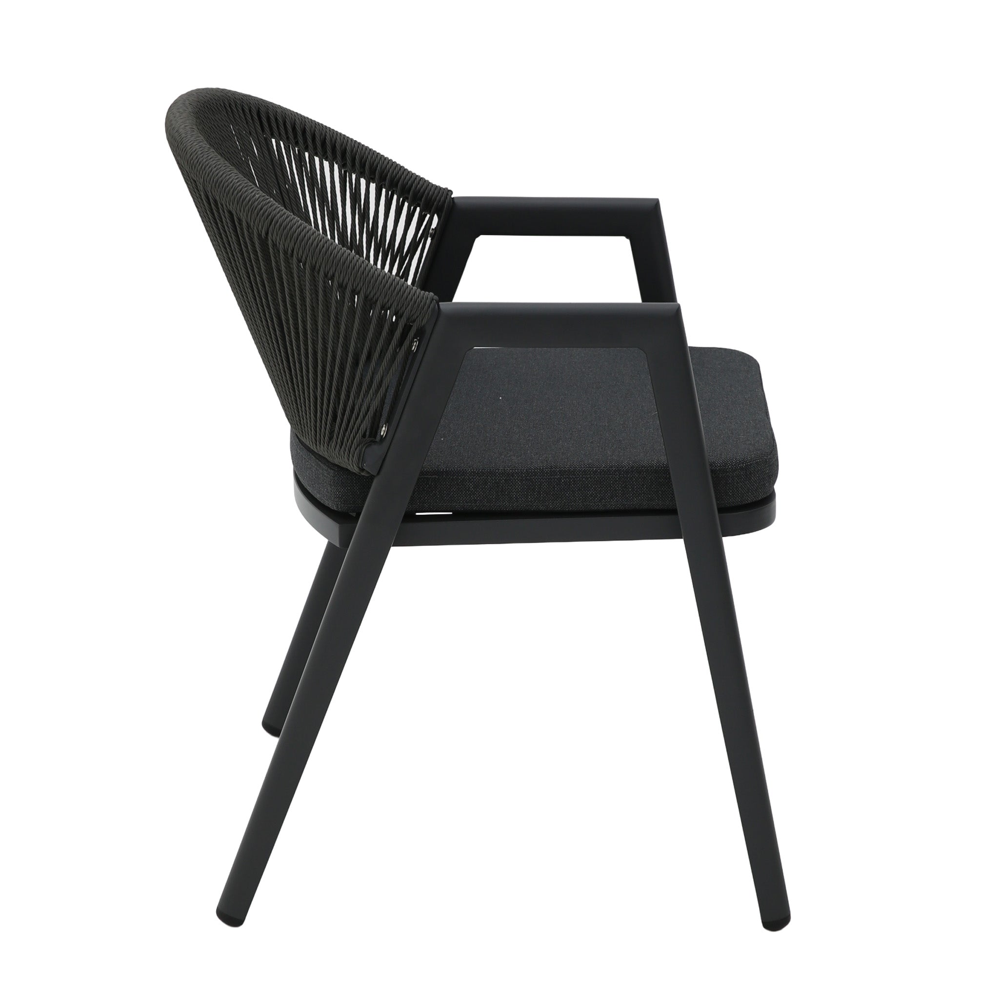 Set of 2 - Olvian Dark Grey Rattan Outdoor Dining Chair - Dark Grey Cushion Outdoor Chair Kito-Core