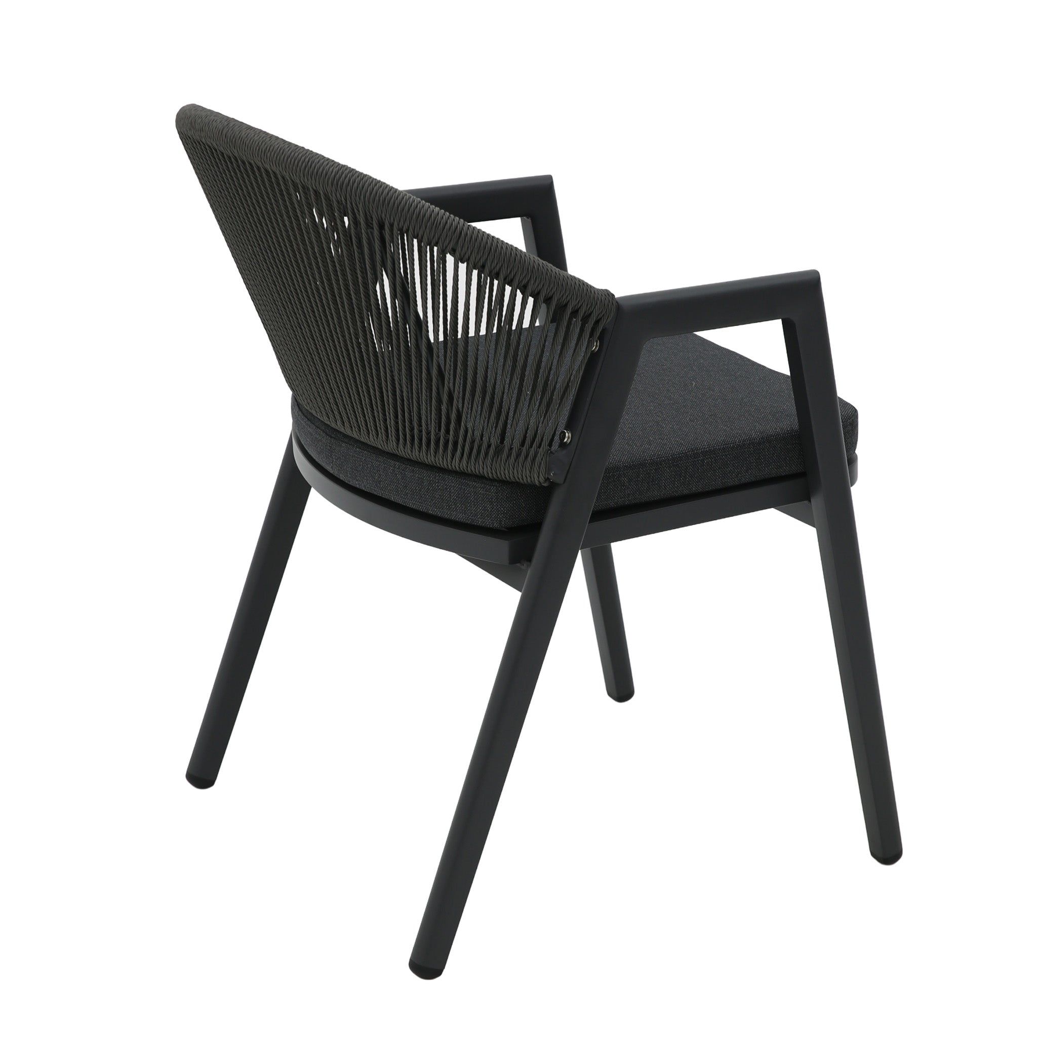 Set of 2 - Olvian Dark Grey Rattan Outdoor Dining Chair - Dark Grey Cushion Outdoor Chair Kito-Core