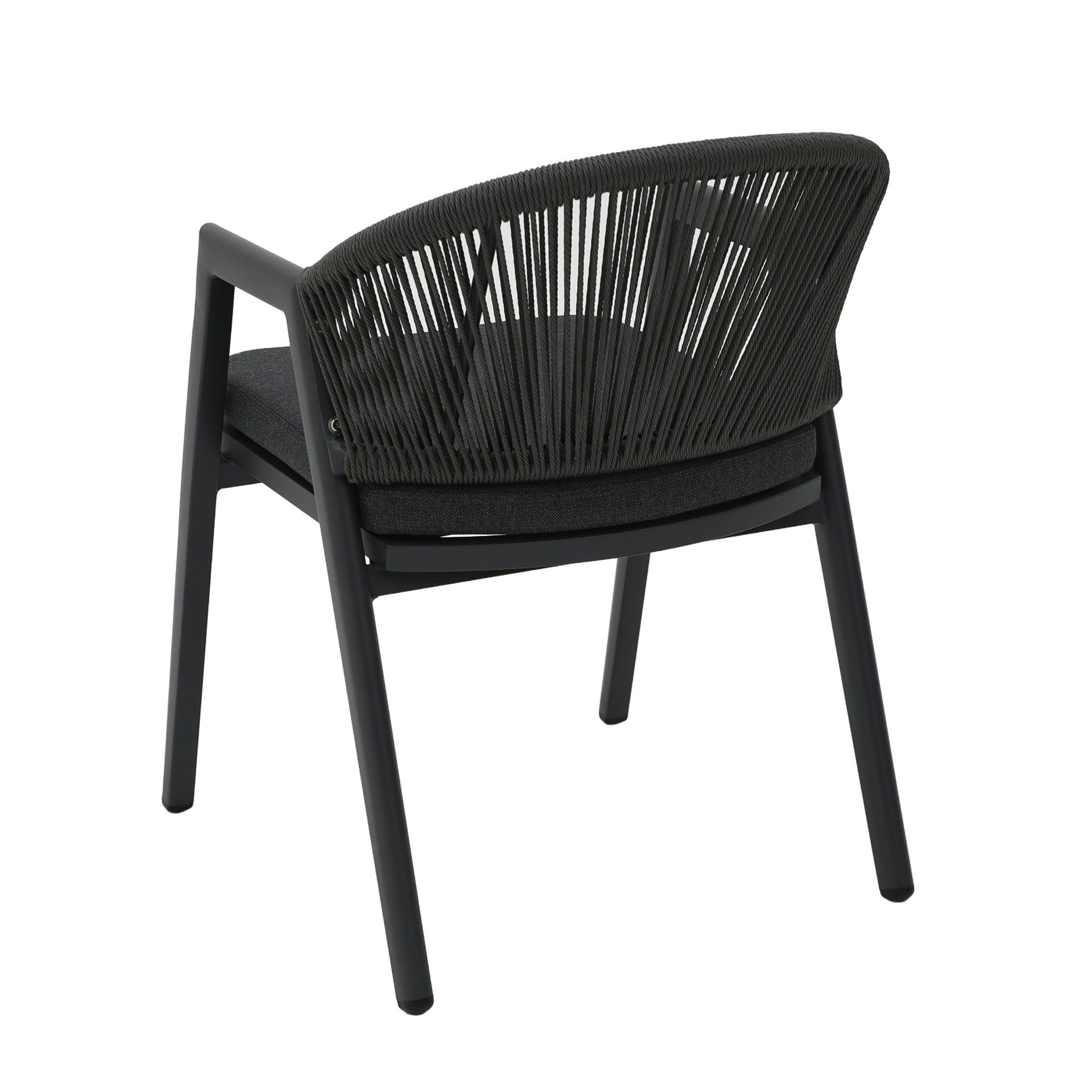 Set of 2 - Olvian Dark Grey Rattan Outdoor Dining Chair - Dark Grey Cushion Outdoor Chair Kito-Core