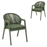 Set of 2 - Olvian Green Rattan Outdoor Dining Chair - Sand Green Cushion Outdoor Chair Kito-Core
