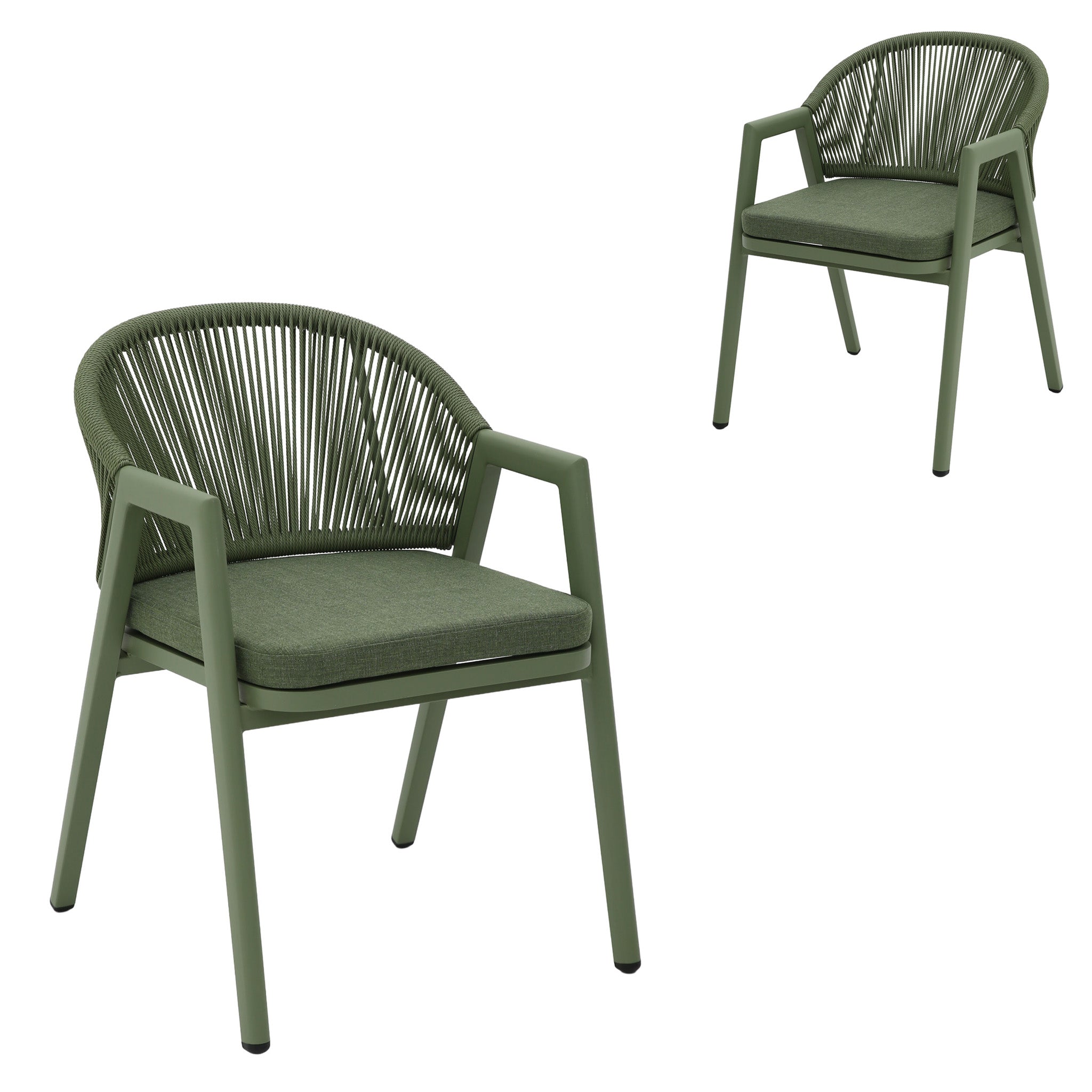Set of 2 - Olvian Green Rattan Outdoor Dining Chair - Sand Green Cushion Outdoor Chair Kito-Core