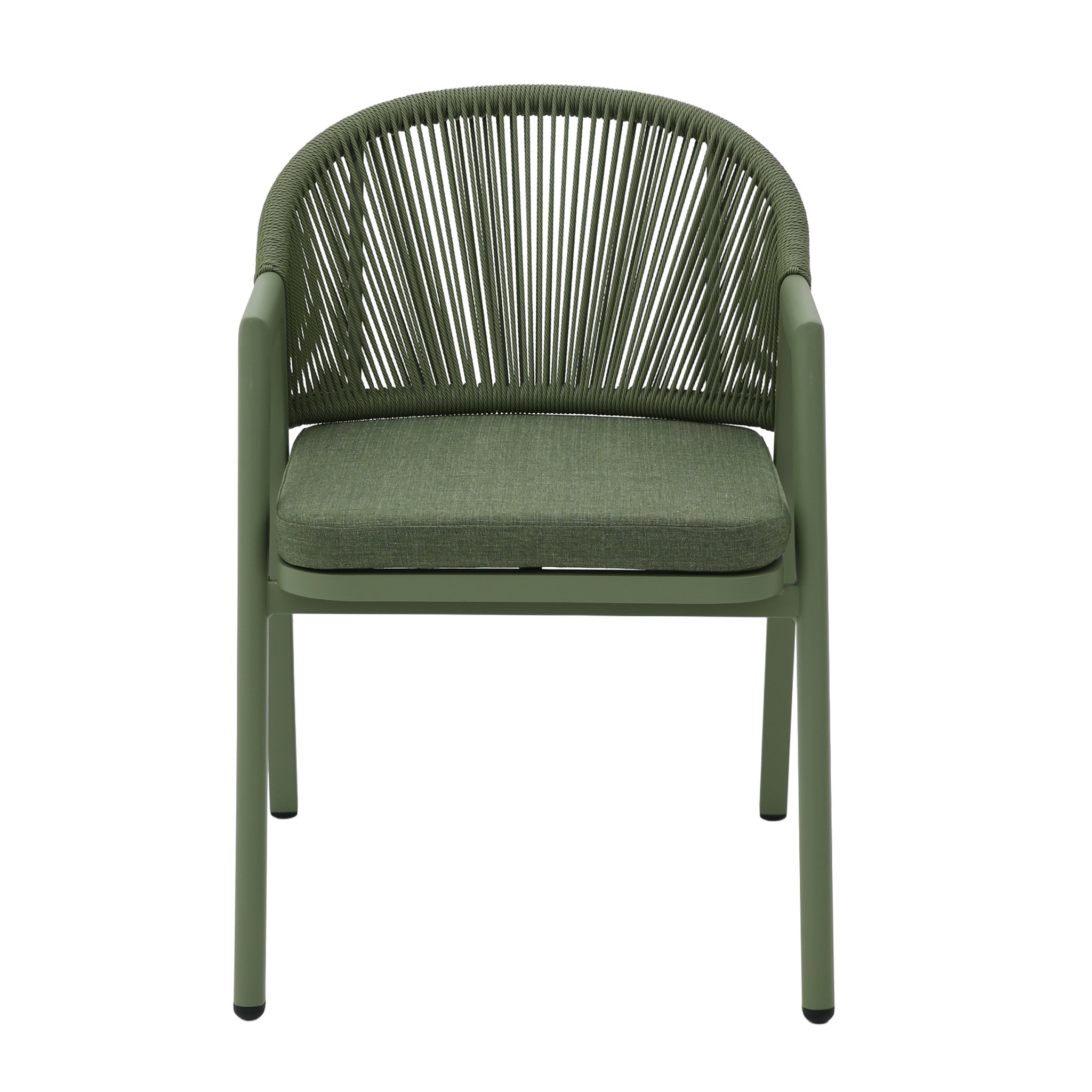 Set of 2 - Olvian Green Rattan Outdoor Dining Chair - Sand Green Cushion Outdoor Chair Kito-Core