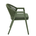 Set of 2 - Olvian Green Rattan Outdoor Dining Chair - Sand Green Cushion Outdoor Chair Kito-Core
