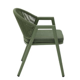 Set of 2 - Olvian Green Rattan Outdoor Dining Chair - Sand Green Cushion Outdoor Chair Kito-Core