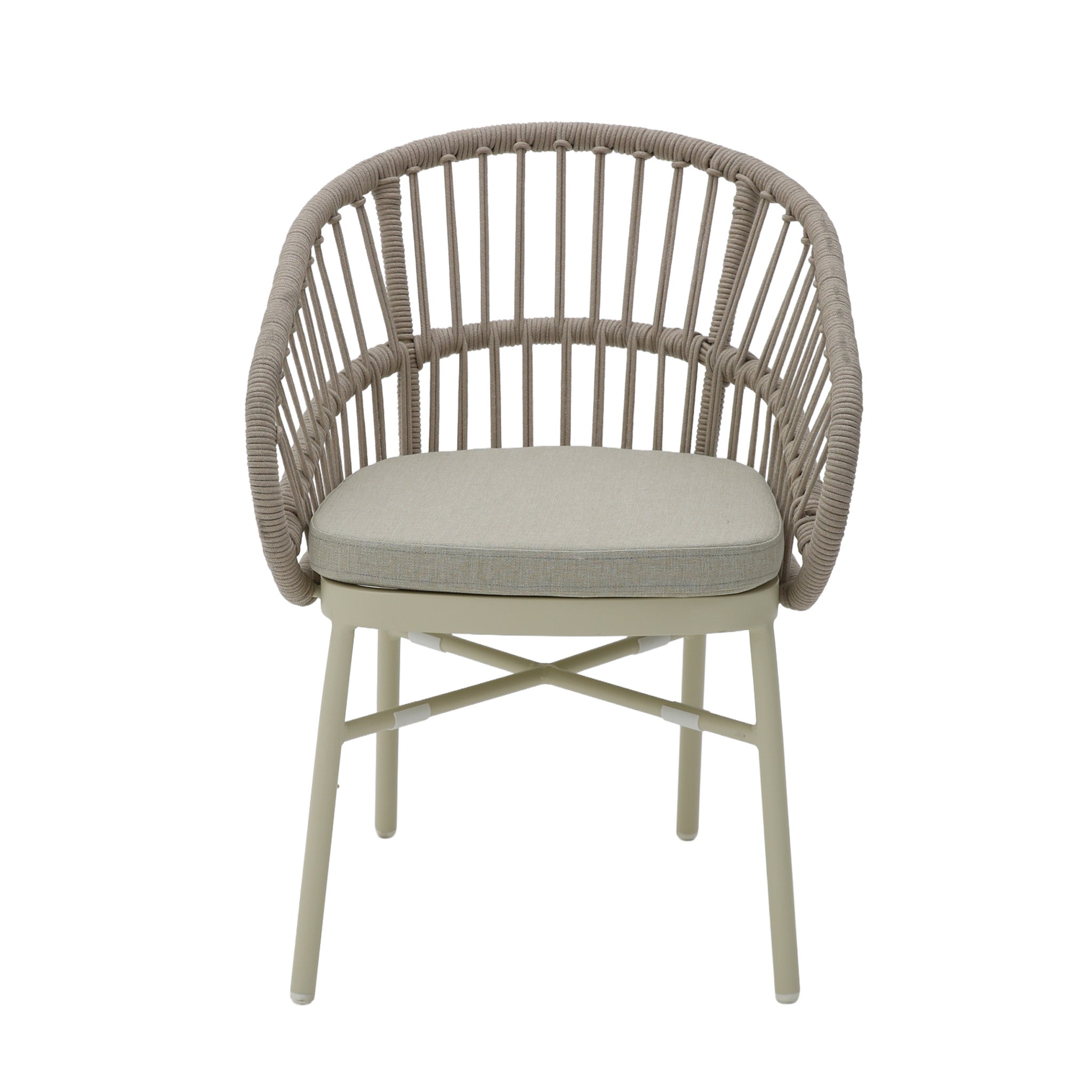 Set of 2 - Tervina Rattan Outdoor Dining Chair - Beige Cushion Outdoor Chair Kito-Core