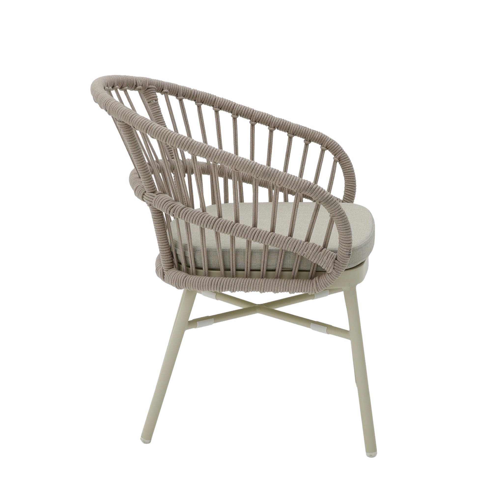 Set of 2 - Tervina Rattan Outdoor Dining Chair - Beige Cushion Outdoor Chair Kito-Core