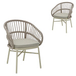 Set of 2 - Tervina Rattan Outdoor Dining Chair - Beige Cushion Outdoor Chair Kito-Core