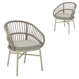 Set of 2 - Tervina Rattan Outdoor Dining Chair - Beige Cushion Outdoor Chair Kito-Core