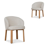 Set of 2 - Bruna Natural Dining Chair - Ivory Beige Dining Chair Cino-Core