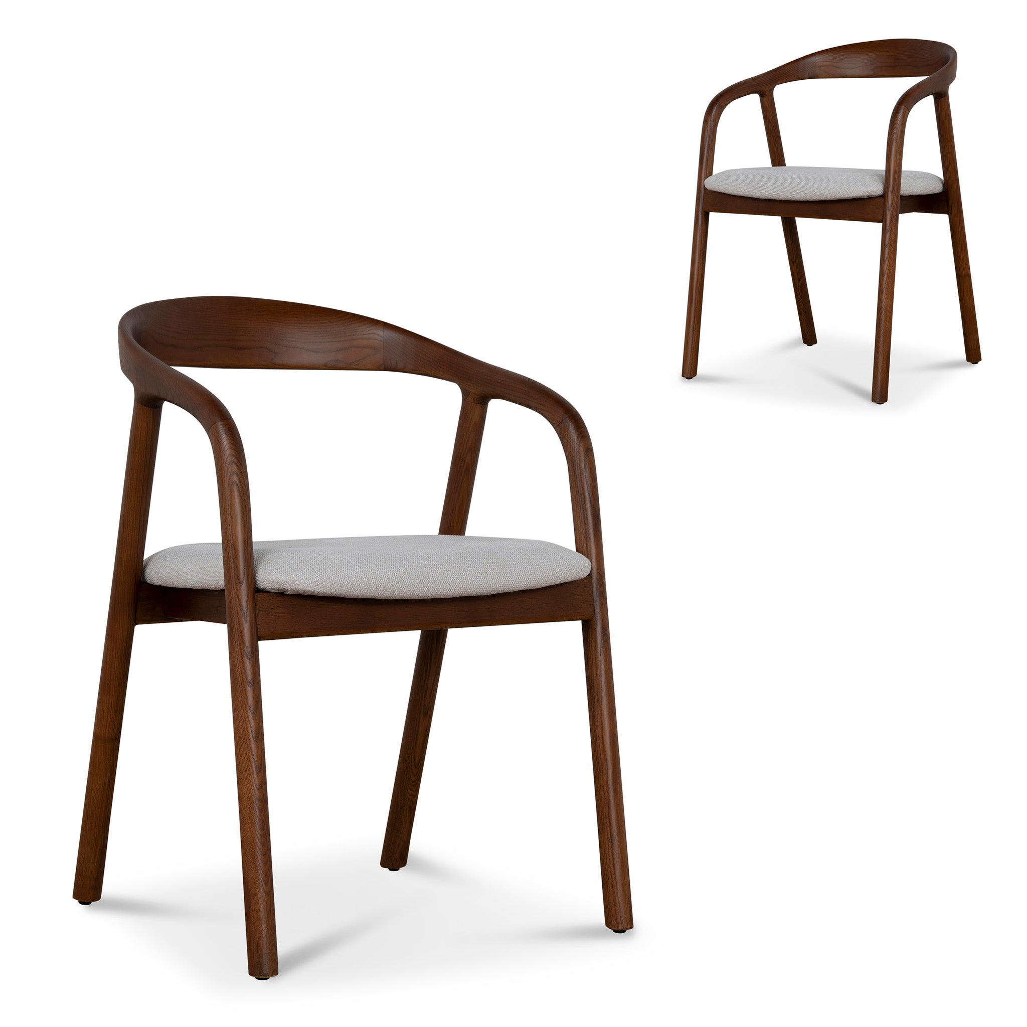 Set of 2 - Rowan Walnut Dining Chair - Naxos Beige Dining Chair Naxos-Core