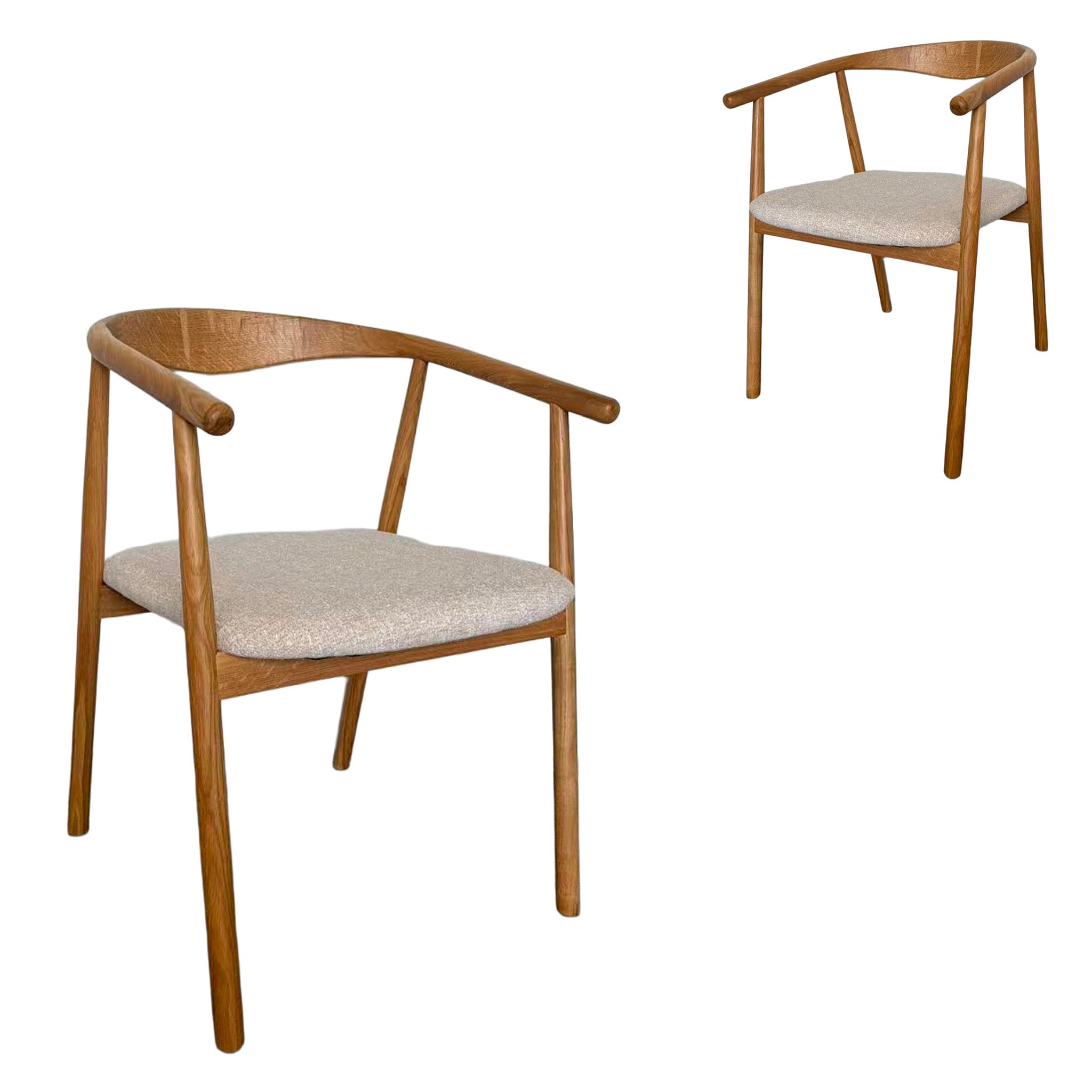 Set of 2 - Bastien Natural Dining Armchair - Califonia Beige Hanson-Core