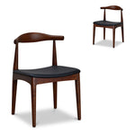 Set of 2 - Henrik Dining Chair - Dark Brown with Black Seat Dining Chair Swady-Core   