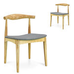 Set of 2 - Henrik Fabric Dining Chair - Natural with Light Grey Seat Dining Chair Swady-Core   