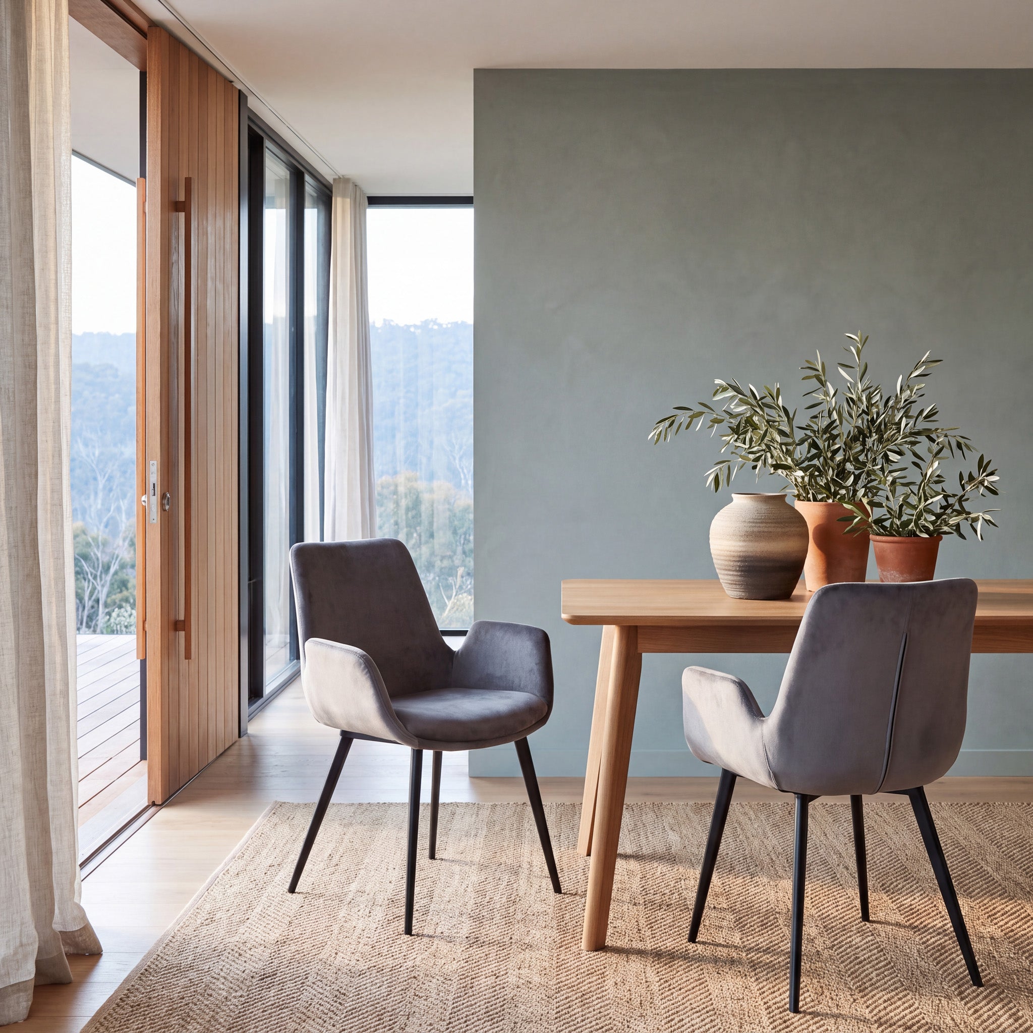 Set of 2 - Alice Dining Chair - Dark Grey Velvet Dining Chair Sendo-Core
