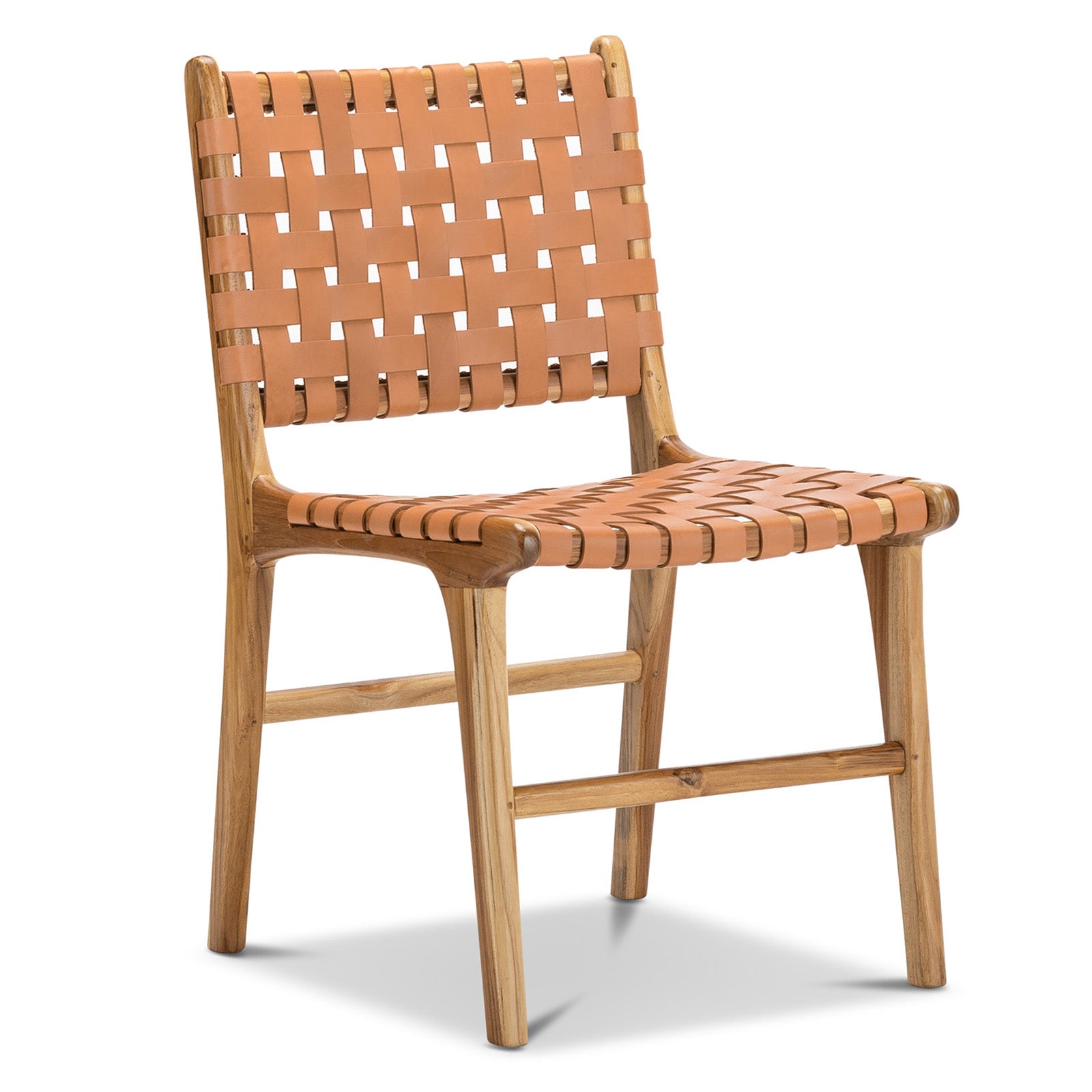 Set of 2 - Xander Dining Chair - Leather Teak & Natural Tan Dining Chair Eastern-Local