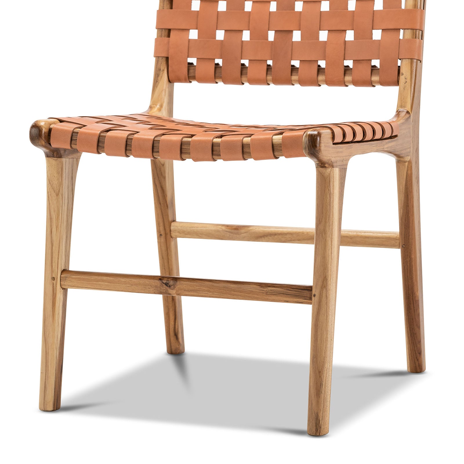 Set of 2 - Xander Dining Chair - Leather Teak & Natural Tan Dining Chair Eastern-Local