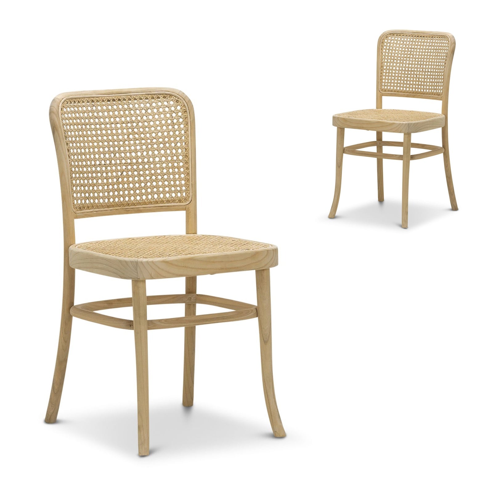 Set of 2 - Zara Teak Wood Cane Dining Chair - Natural Dining Chair Eastern-local