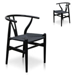 Set of 2 - Harper Wooden Dining Chair - Full Black Dining Chair Swady-Core   