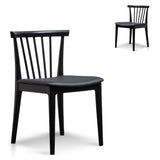 Set of 2 - Garret Wooden Dining Chair - Full Black Dining Chair Swady-Core   
