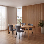 Mavis Fabric Dining Chair - Pebble Grey in Black Legs Dining Chair St Chairs-Core