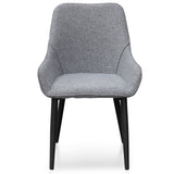 Set of 2 - Acosta Fabric Dining Chair - Pebble Grey in Black Legs Dining Chair St Chairs-Core   