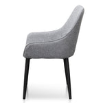 Set of 2 - Acosta Fabric Dining Chair - Pebble Grey in Black Legs Dining Chair St Chairs-Core   