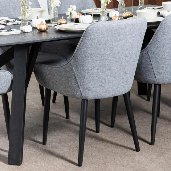 Set of 2 - Acosta Fabric Dining Chair - Pebble Grey in Black Legs Dining Chair St Chairs-Core   