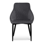 Set of 2 - Rolf Dining Chair - Grey Velvet in Black Legs Dining Chair St Chairs-Core   