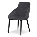 Set of 2 - Rolf Dining Chair - Grey Velvet in Black Legs Dining Chair St Chairs-Core   