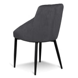 Set of 2 - Rolf Dining Chair - Grey Velvet in Black Legs Dining Chair St Chairs-Core   