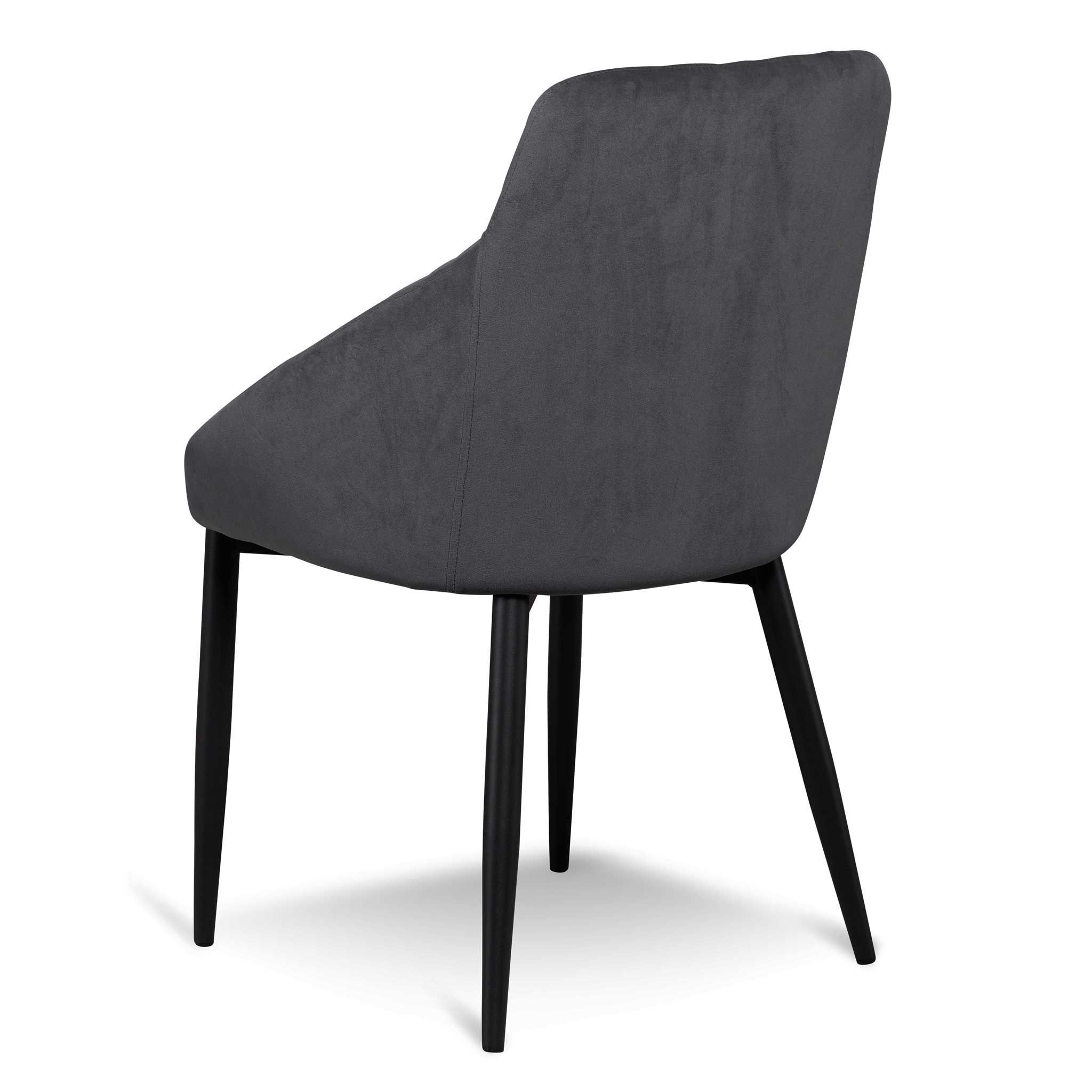 Set of 2 - Rolf Dining Chair - Grey Velvet in Black Legs Dining Chair St Chairs-Core   