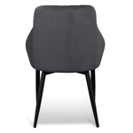Set of 2 - Rolf Dining Chair - Grey Velvet in Black Legs Dining Chair St Chairs-Core   