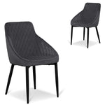 Set of 2 - Rolf Dining Chair - Grey Velvet in Black Legs Dining Chair St Chairs-Core   