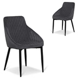 Set of 2 - Rolf Dining Chair - Grey Velvet in Black Legs Dining Chair St Chairs-Core   