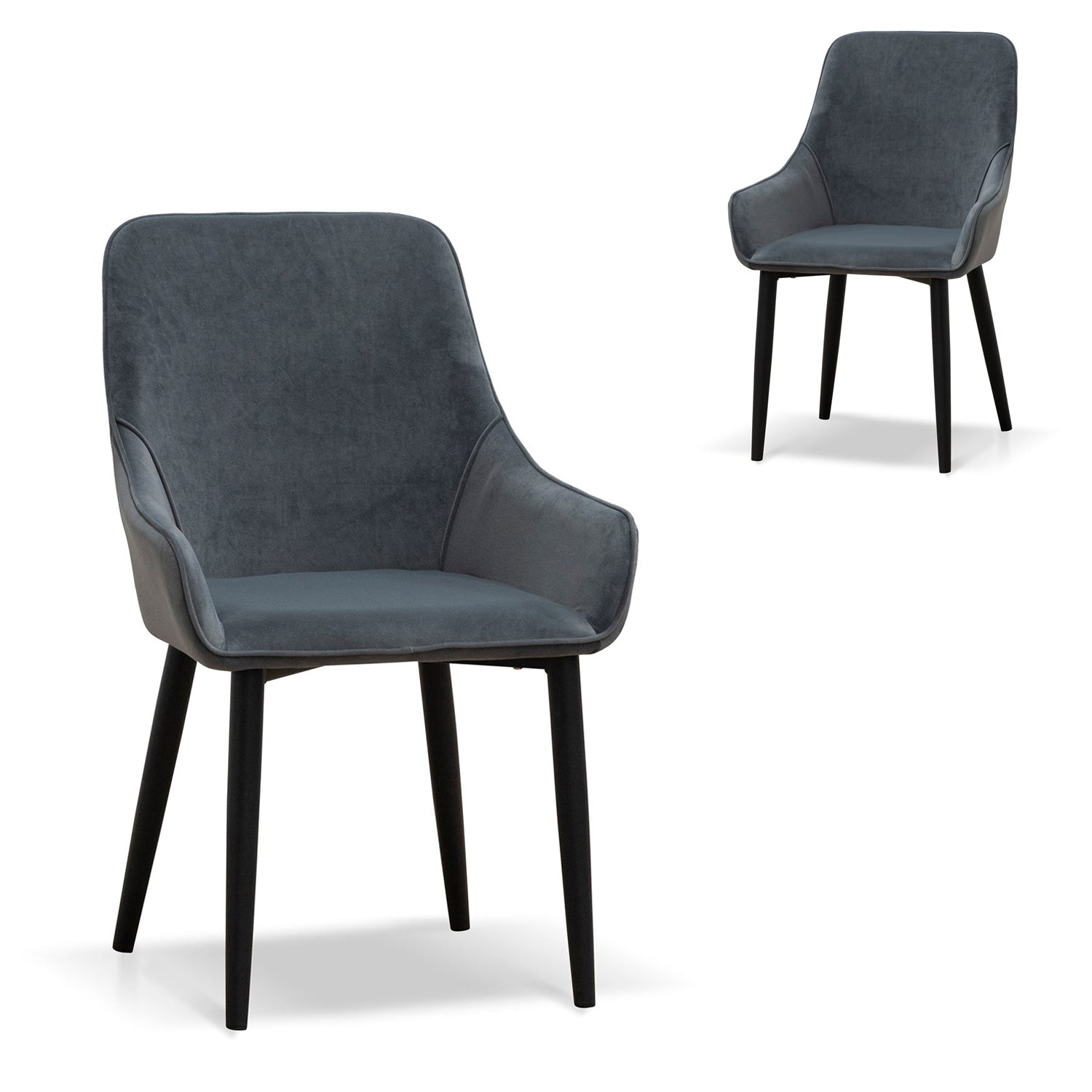 Acosta Dining Chair - Grey Velvet in Black Legs