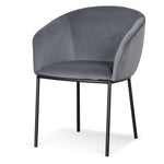 Ex Display - Rowena Dining Chair - Grey Velvet in Black Legs Dining Chair St Chairs-Core