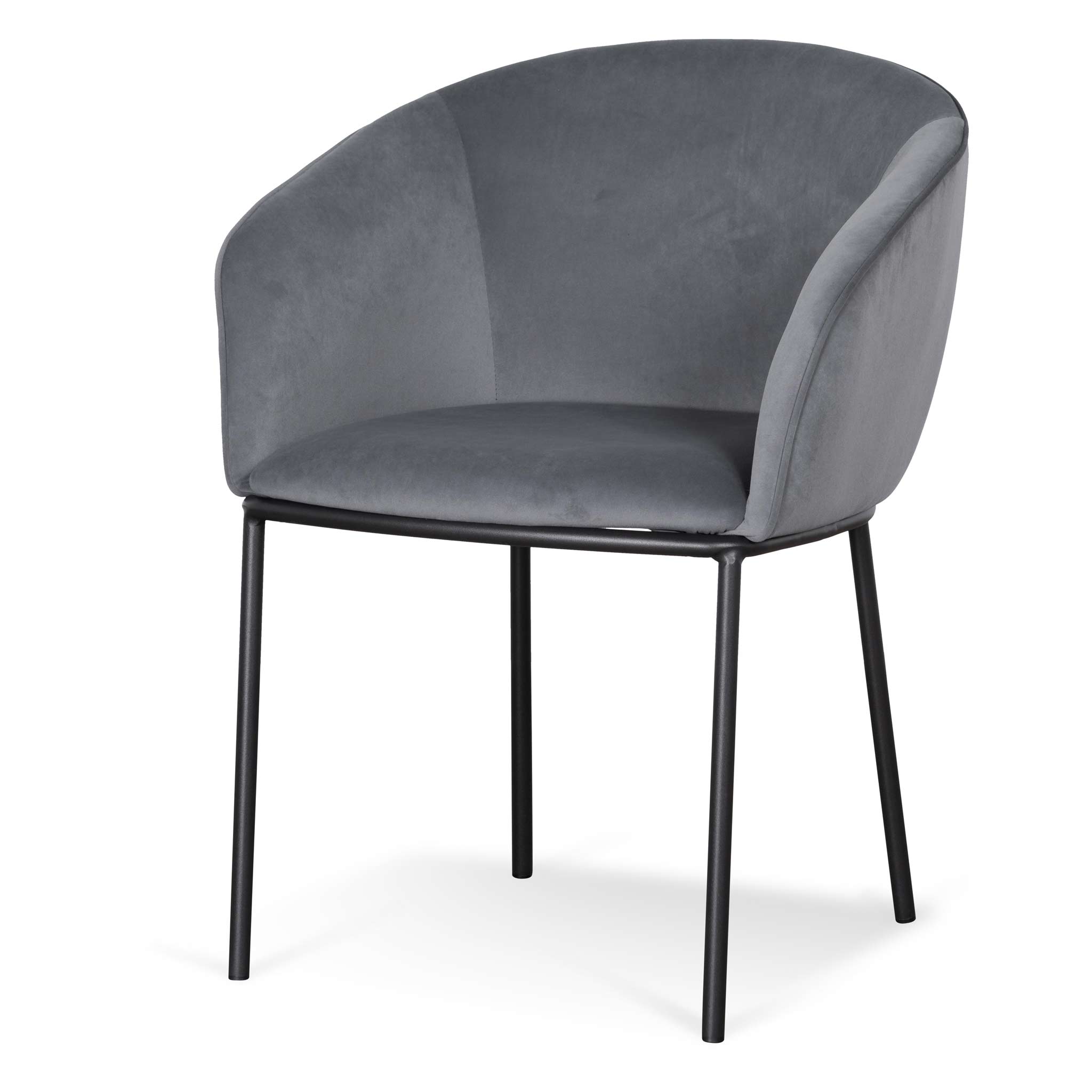 Ex Display - Rowena Dining Chair - Grey Velvet in Black Legs Dining Chair St Chairs-Core