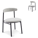 Set of 2 - Oneal Fabric Dining Chair - Silver Grey with Black Legs Dining Chair Swady-Core   