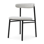 Set of 2 - Oneal Fabric Dining Chair - Moon White Boucle and Black Legs Dining Chair Swady-Core   
